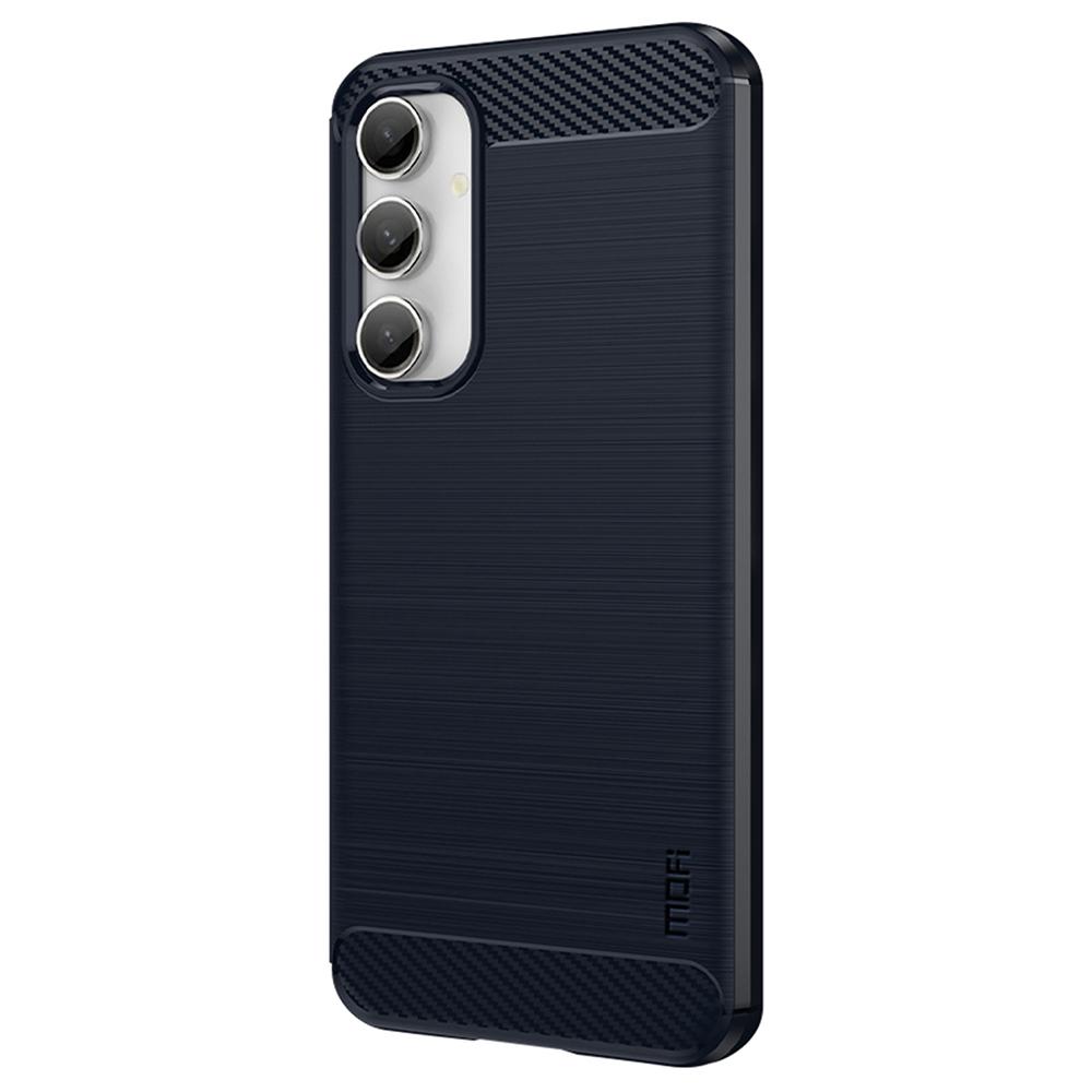 

MOFI JK TPU Series-1 for Samsung Galaxy S23 FE Brushed Carbon Fiber Texture Phone Case Soft TPU Phone Shell Cover Blue