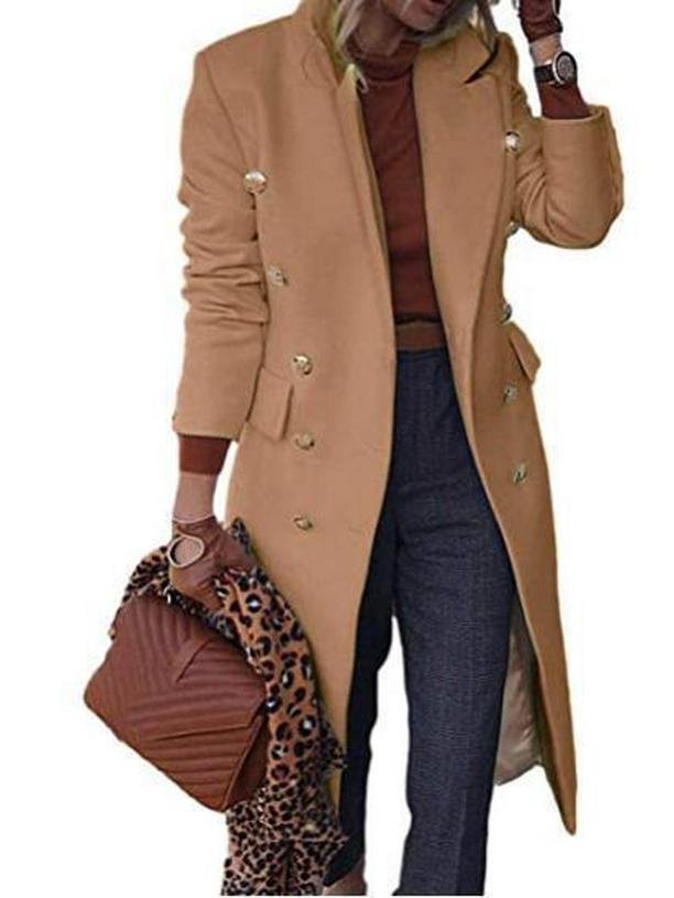 European Size Women's Long Wool Coat - Multi-button Autumn/Winter Overcoat