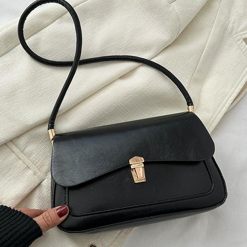 

Сумка-подмышка Premium sense, женская, 2024 года, новая, универсальная, осенне-зимняя, ретро, маленькая, квадратная, сумка через плечо, корейская чёрный