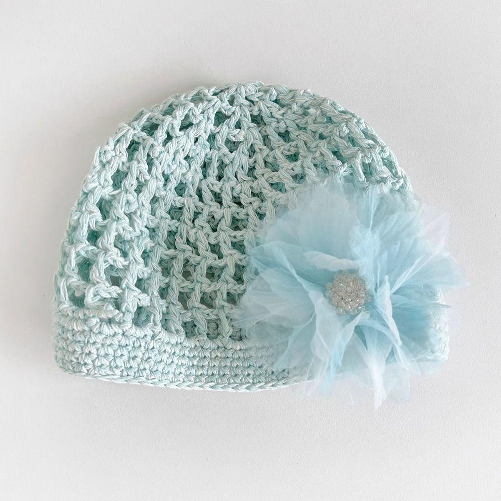 Bohemian Style Crochet Flower Hat Thin Hollow Out Knitted Hat Casual Beanies Hat  Girls