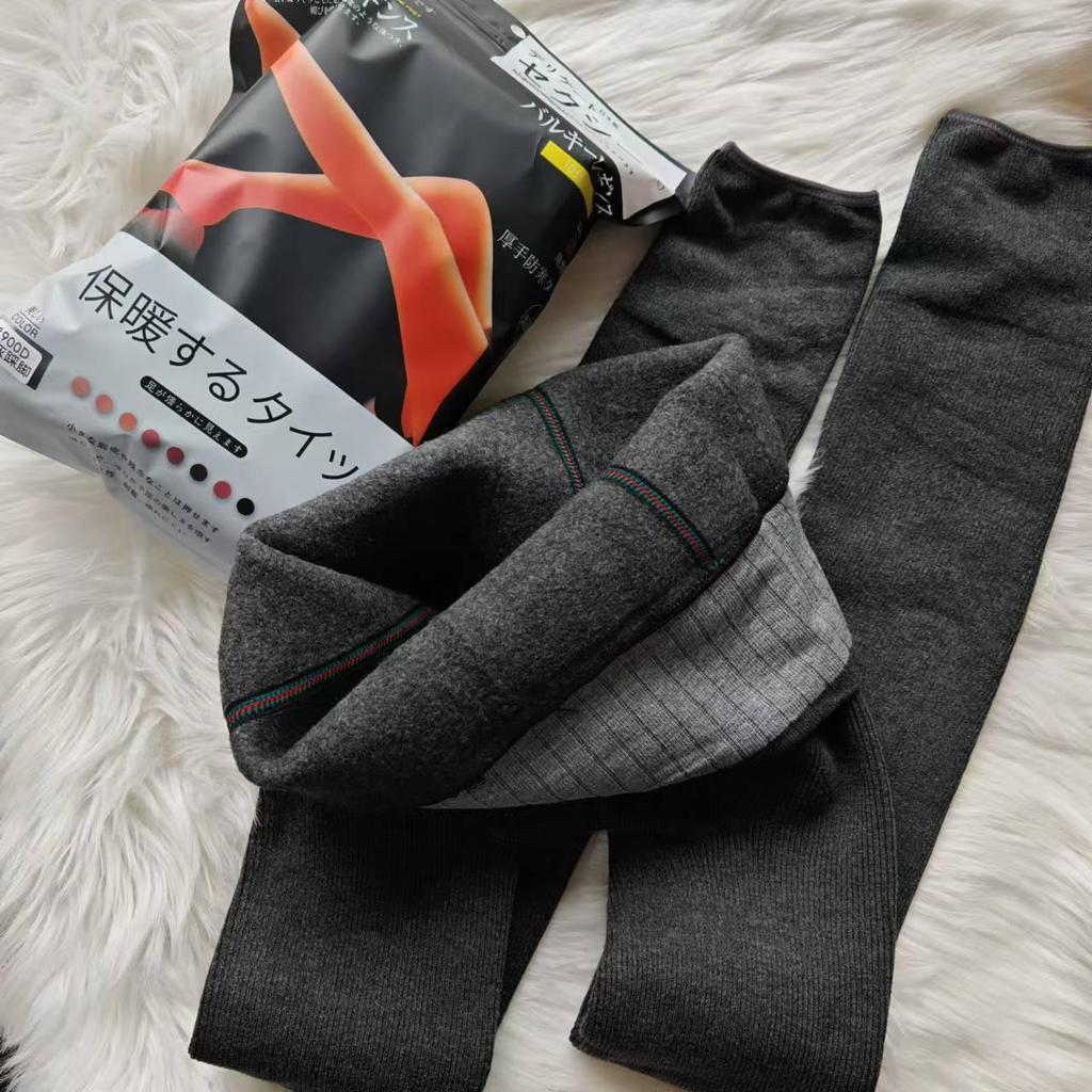 High-Waist Slimming Fleece-Lined Women's Tights with Vertical Stripes - Autumn & Winter 1900D Stockings