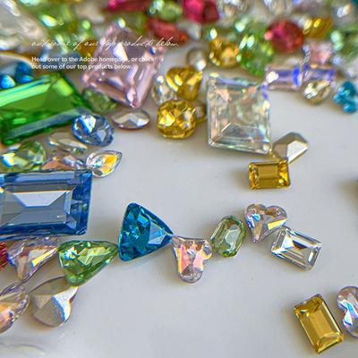 50Pcs  Nail Art Charm Special-Shaped Pointed-Bottom Colorful  Jewel For Face Clothes Shoes Decor Nail Supplies