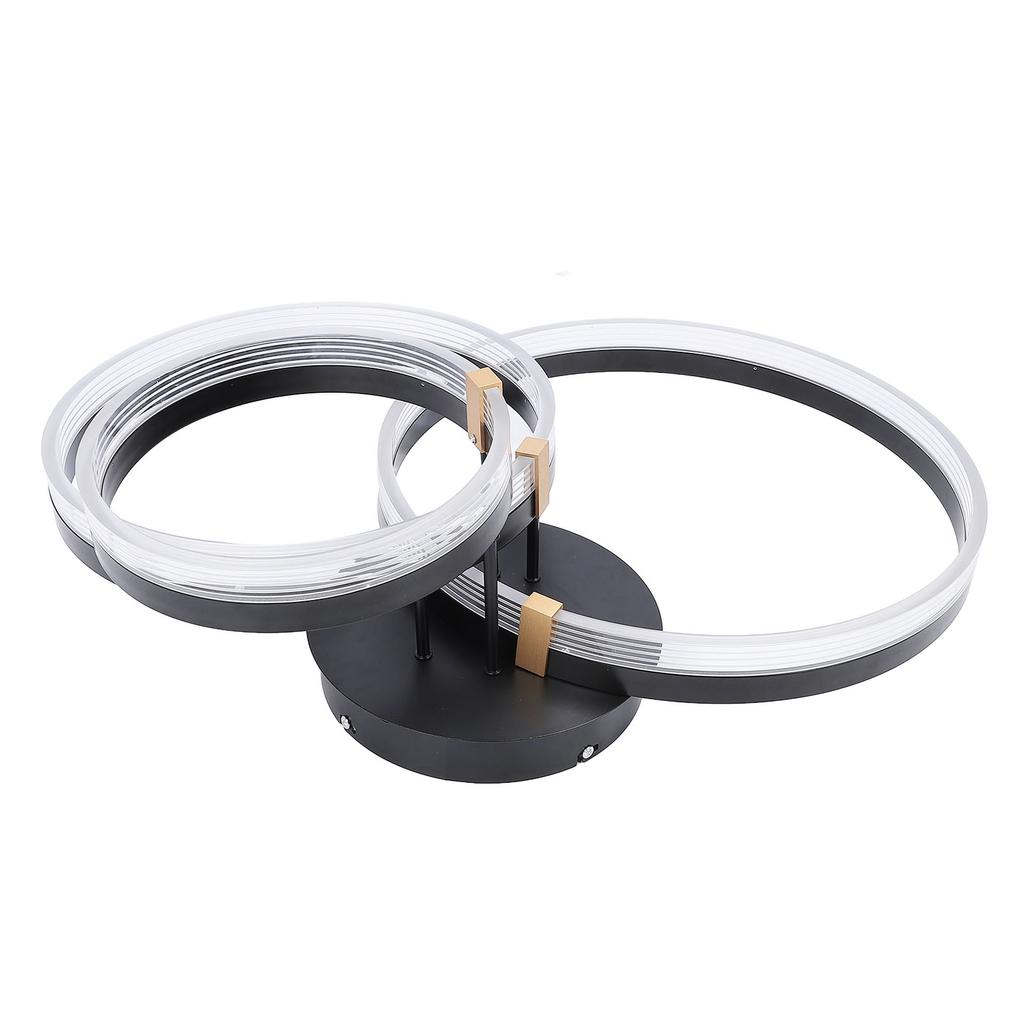 Modern Ceiling Light Fixture Living Room Bedroom Hanging 3 Rings Dimmable Flush Mount Lamp with