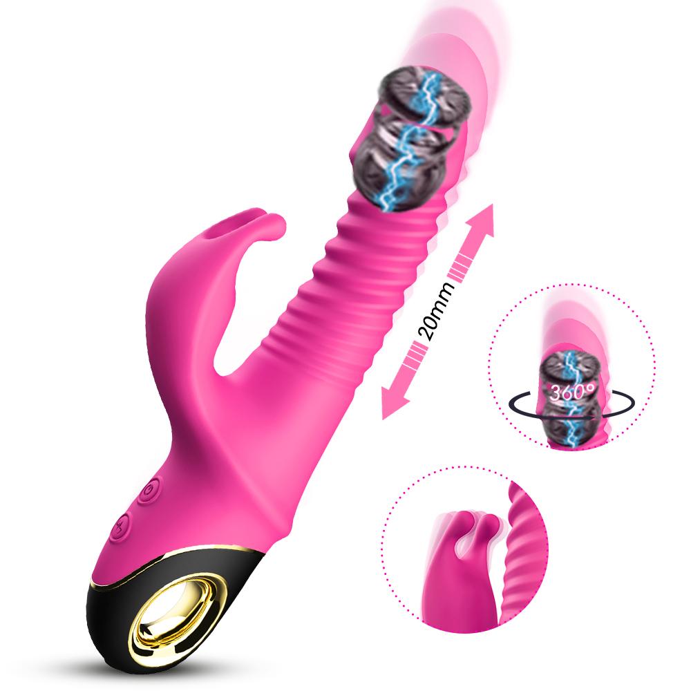2022 Rabbit Thrusting Vibrator Automatický teleskopický G-bod Glitoris Stimulátor Ženská masturbační sexuální hračky pro ženy Dospělí