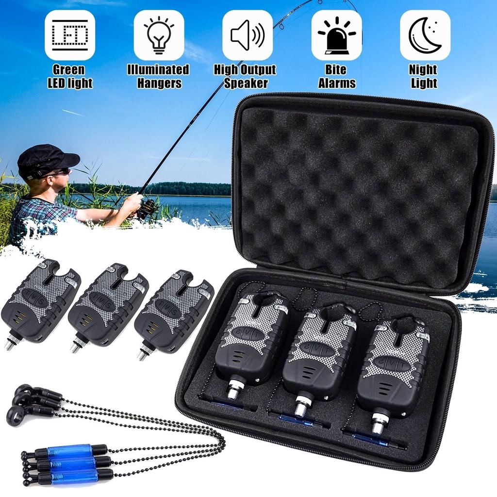 3 Bite Indicator Bobbins & 3 Rod Rest Set For Carp Fishing - Compatible With Bite Alarms