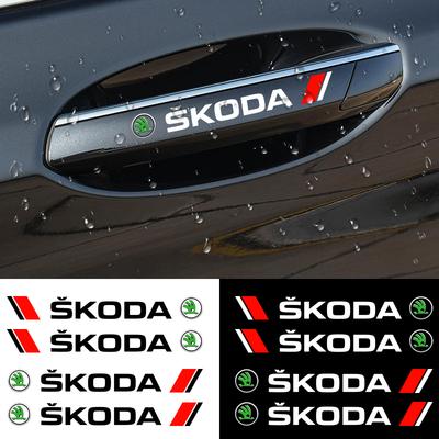 AAAAR1 4 piezas Pegatina para Manija de Puerta de Coche Calcomanía de Vinilo para Kodiaq Karoq 2 A7 Tour VRS Superb Octavia Yeti Fabia 1 Rapid Accesorios