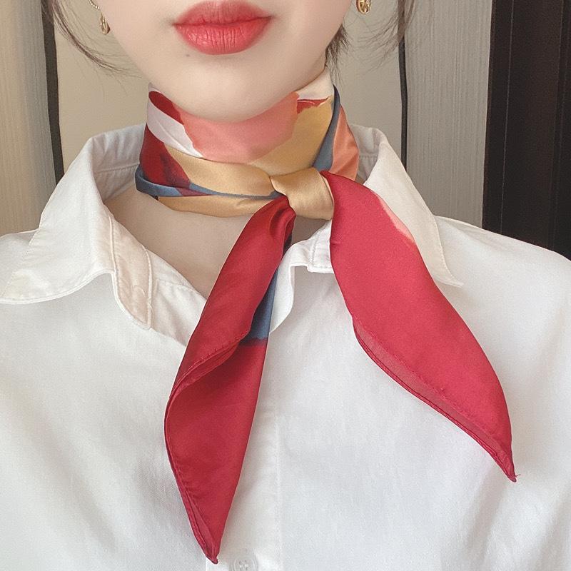 Women Silk Scarf Summer Hair Scarf Silk Satin Neckerchief Female Hair Ties Headband Hair Ornament Woman Bandana Bag Scarves