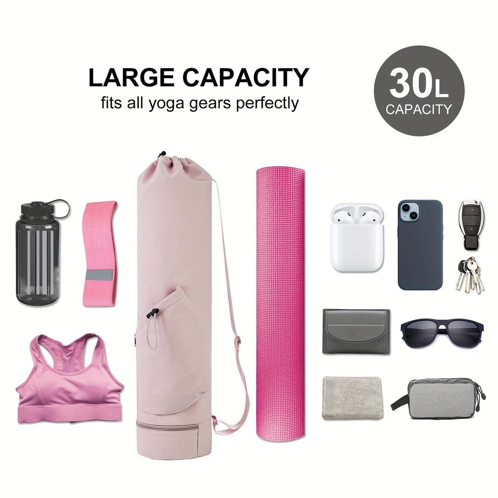 Versatile Yoga Mat Carrier With Water Bottle Pocket & Bottom Wet Pocket Durable Oxford Cloth Multi-Functional Storage Bag For Exercise Mats