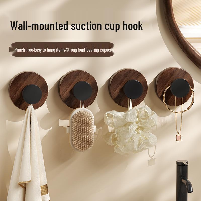 Wood Grain No-Drill Rotating Suction Cup Hook for Clothes - Super Strong & Traceless, Guest Room Door Back Adhesive Hook