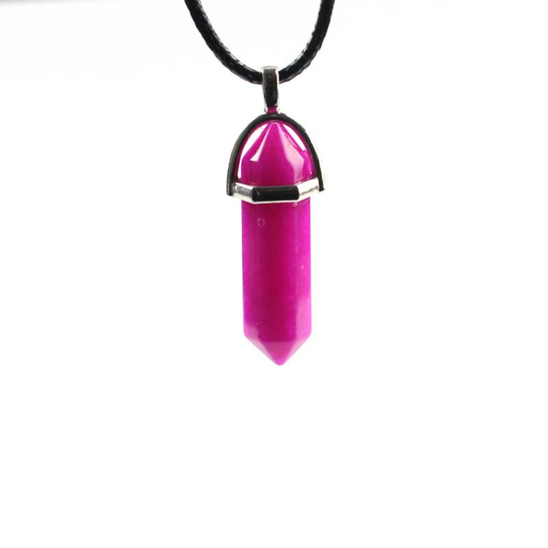 Hermoso Collar de Piedra de Cristal Natural con Colgante Hexagonal Único para Curación