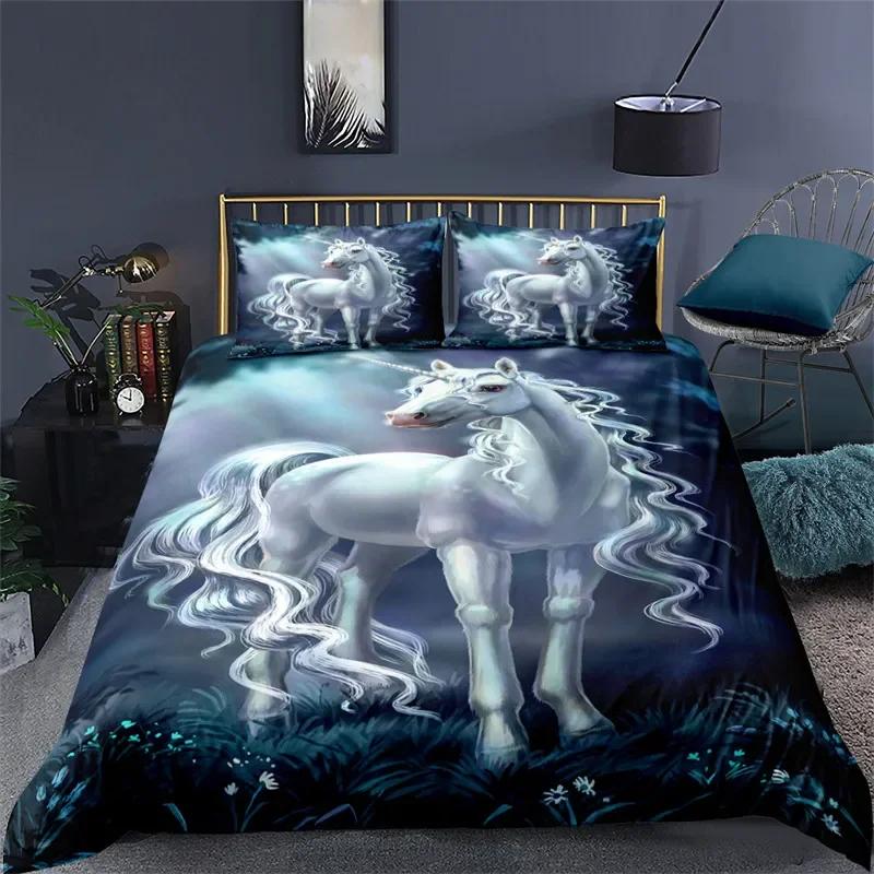 Comforter White Dragon Horse Bedding Sets 3D Unicorn For Teens Kids Microfiber Western Cowboy Comforter
