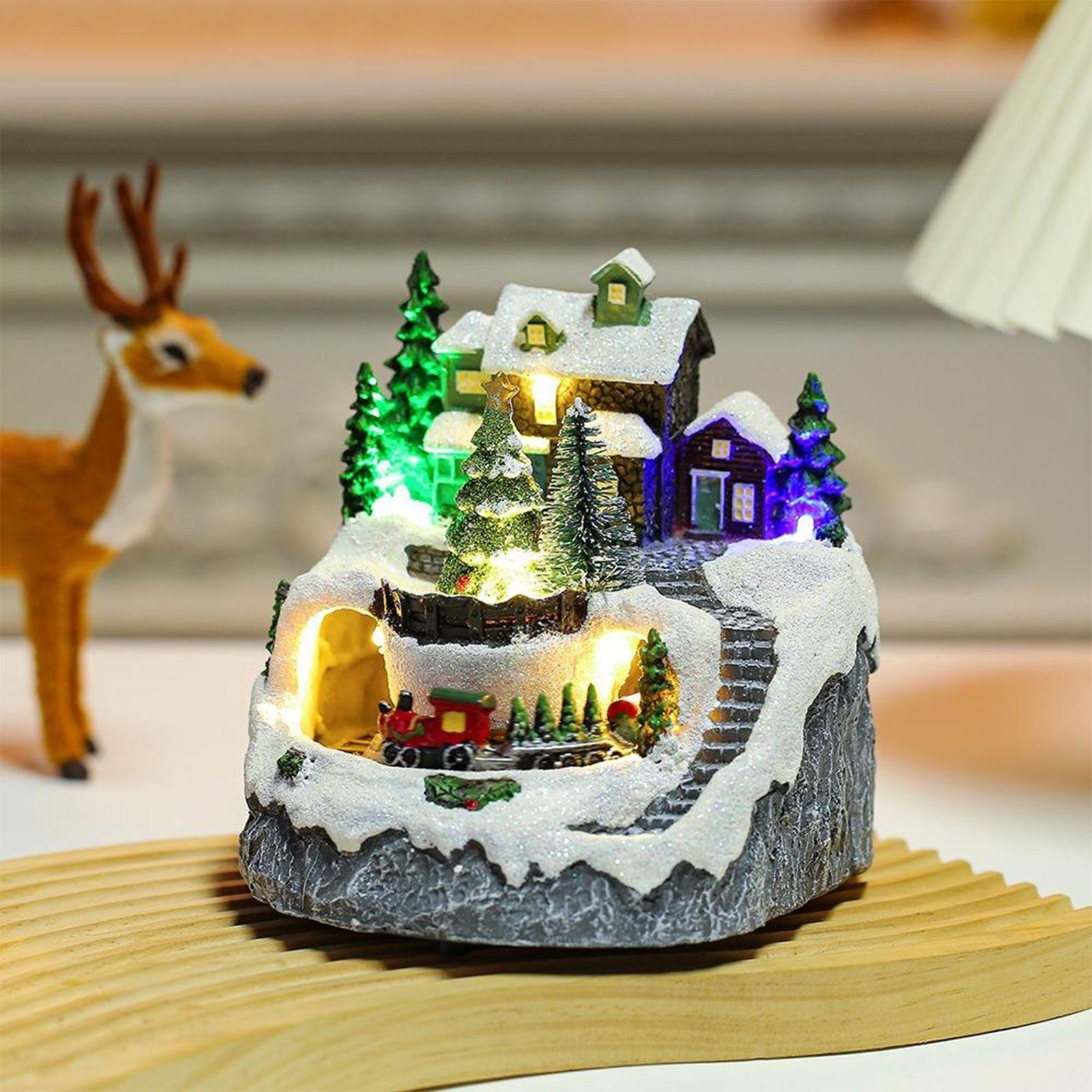 

Новый музыкальный поезд будет рождественские украшения из смолы, украшения, рождественские подарки, светящиеся дома One Size