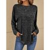 Women's Waffle Knit Oversized Long Sleeve Top Casual Curved Hem Tunic With