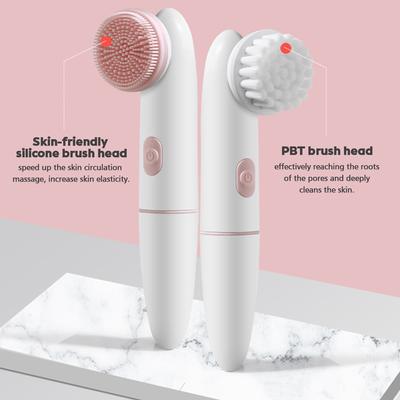 Spazzola elettrica per la pulizia del viso 2 in 1, per la cura della pelle del viso, strumento per massaggio con vibrazione sonica, detergente in silicone per pori, punti neri e acne.