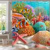 1Pc Marineland Print Shower Curtain Partition Privacy Hanging Sea World Bathroom Curtain With 12 Hooks Machine Washable