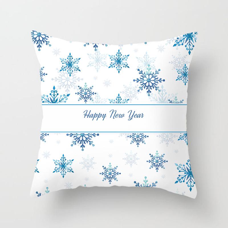 Wish Home Christmas Snowflake Digital Printing Peach Skin Car Pillow Cushion Pillow Case