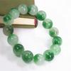 Natürliches grünes Jade-Armband 10 mm schwimmende florale Perlensträhne, chinesischer Hetian-Jade-Schmuck, elegantes Geschenk für Frauen