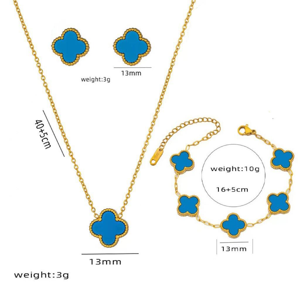 Light Luxury Flower Iris Imitation Red Sapphire Necklace Versatile Fashion Temperament Set for Women