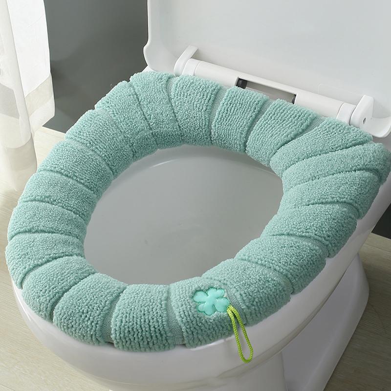 1Pc Thicker Bathroom Toilet Seat Cover Pads Soft Comfortable Toilet Seat Cushion Cover Stretchable Toilet Seat Warmer Easy Inst