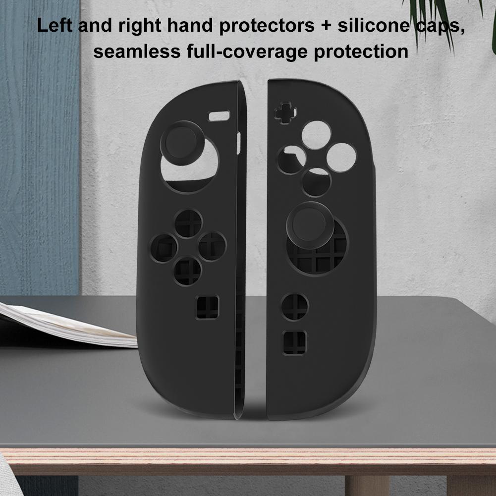 For Switch 2 Joy-con Handle Silicone Case Anti-Slip Protective Cover Skin with 2 Thumbstick Grips Caps Protection Sleeve Case