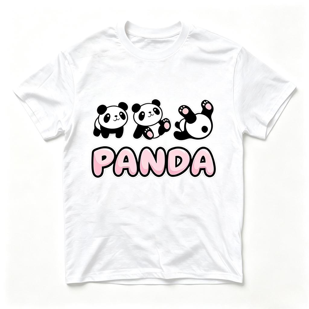 Kawaii Multiple Pandas  Red Heart Print Tshirt Unisex Wounisex Cute Cartoon Panda Graphic Short Sleeve Tees Modal Loose Casual Tops