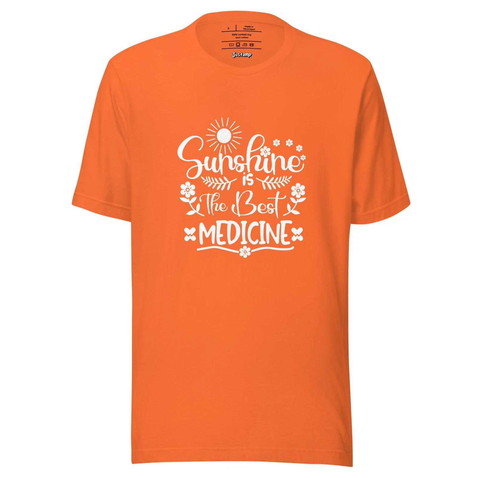 Sunshine Is the Best Medicine Floral Spring Quote T-Shirt 3XL