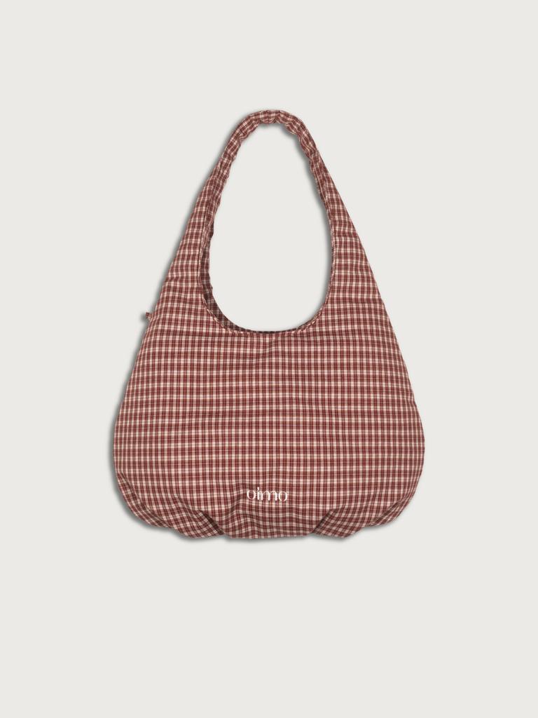 Oimo Check Padded Hobo Bag - Red