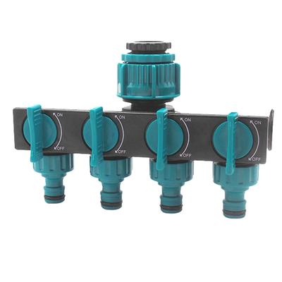 4-Wege-Schlauchverbinder-Verteiler, Gartenbewässerungs-Wasserverteiler, 3/4" und 1/2" Bewässerungsanschlussarmaturen, Ventil, Wasserverteiler