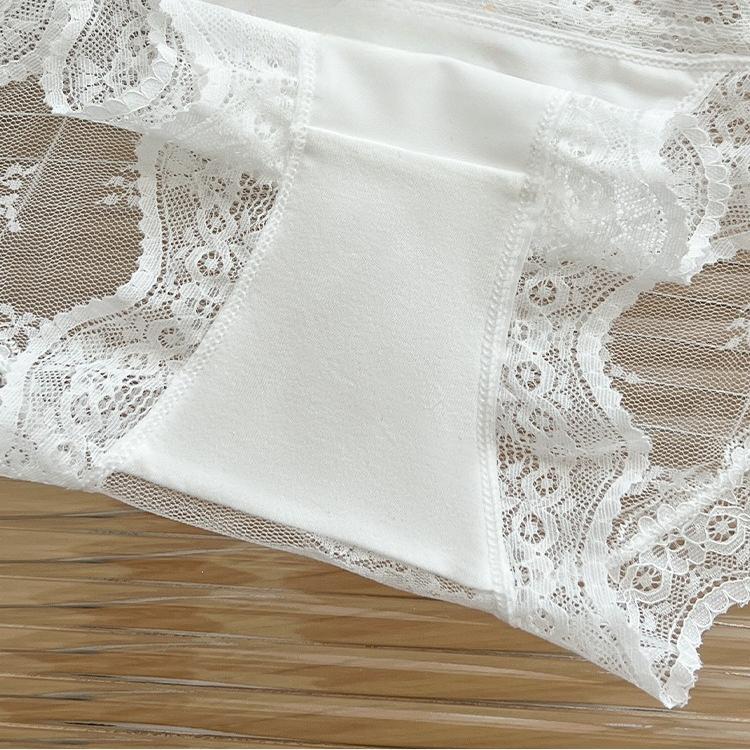 Pure Desire Lace Panties for Women Summer Thin Sexy Bow Satin Breathable Girl High Slit Low Waist Briefs
