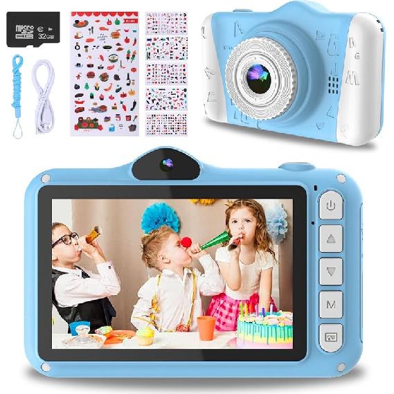 Kids Camera, 12MP Children's Camera for Boys and Girls, 1080P Rechargeable Camera for Kids 3-12 Years Old with 32GB TF Card, USB Charging 8X Zoom