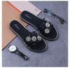 Neue Outdoor-Bekleidung Sommer Halbschlepp Mode Blume Strandschuhe Sandalen Flache Lässige Flip-Flops