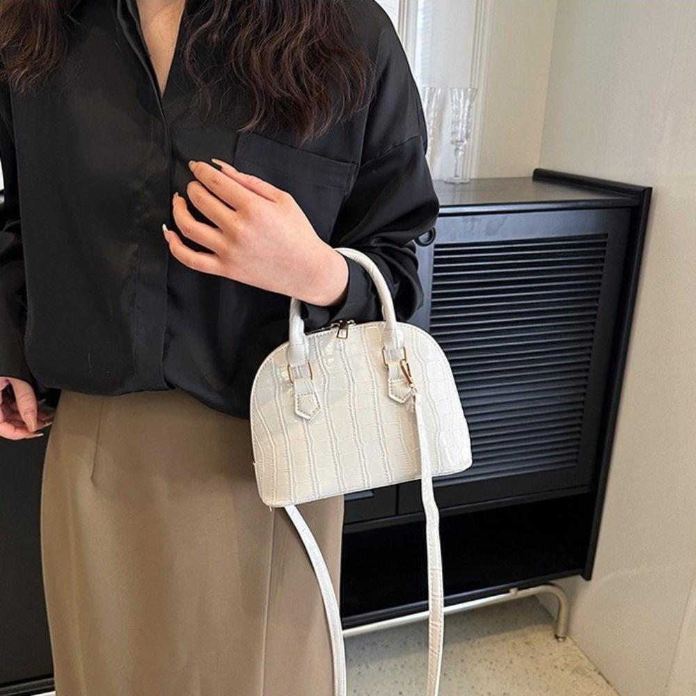 PU Leather Shoulder Bag French Style Women Handbags Vintage Crocodile Pattern Shell Bag  Women