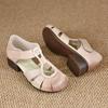 Leather Roman sandals women's summer 2025 new thick heel bag head hollow women's shoes low heel mother shoes hole shoes women