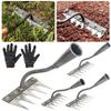 Steel Weeding Hoe Rake With Gloves Handheld Multipurpose Leveling Loosening Soil Rake For Grasping Backyard Garden Accessories