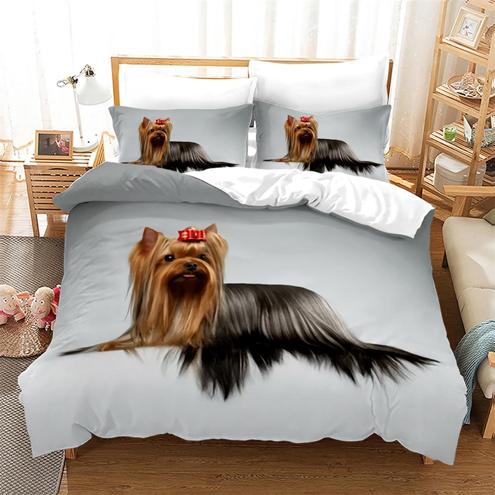 3D Dog Printed Duvet Cover Set King Queen Full Size Kids Teens Boys Bedding Set Black Cute Pet Puppy Polyester Comforter Cover
