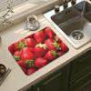 Red Strawberry Dish Drying Mat Coffee Mat Under Coffee Maker Espresso Machine with Non-Slip Rubber Backed Coffee Mat for Draining Racks