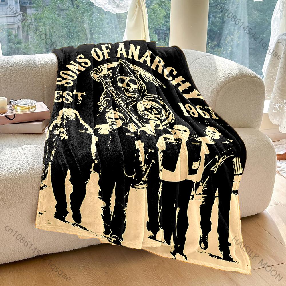 1PC Motorcycle Club Poster Print Adult Children Warm Blankets Home Travel Car Soft Comfortable Suitable for All Seasons