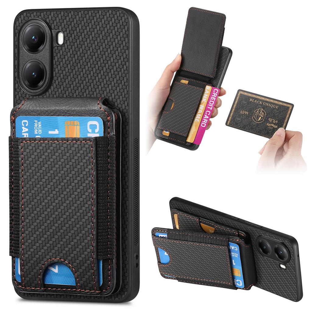 Pro Xiaomi Poco X7 Pro 5G/Xiaomi Redmi Turbo 4 5G Pouzdro s držákem na karty, stojánkem, kožený zadní kryt