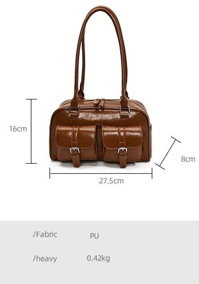 Shoulder Korean PU Double Leather Zipper Commuter Stylish [kaza-nannan] Women's Bag, Handbag, Style, Leather, 2-Way, Pocket, Bag, Handbag, Closure,