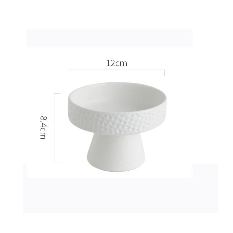 Round Ceramic Pasta Steak Plate Salad Bowl Soup Basins Cooking Plate Kitchen Solid Color Tableware High Foot Snack Desserts Tray