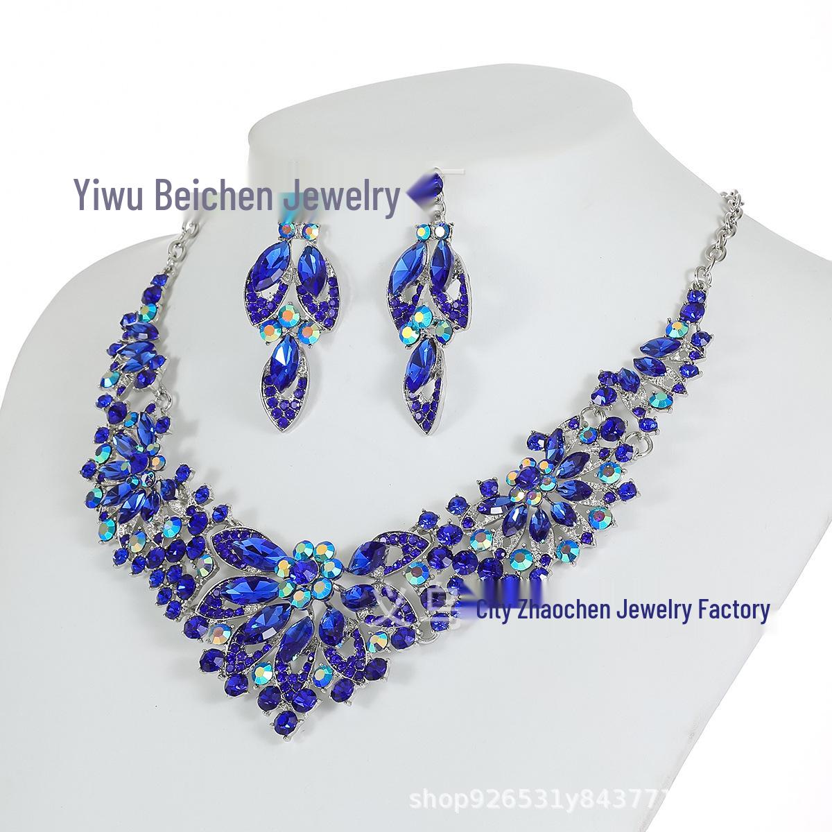 Роскошный ретро набор ожерелья с листьями и цветами - 2 предмета, свадебная бижутерия