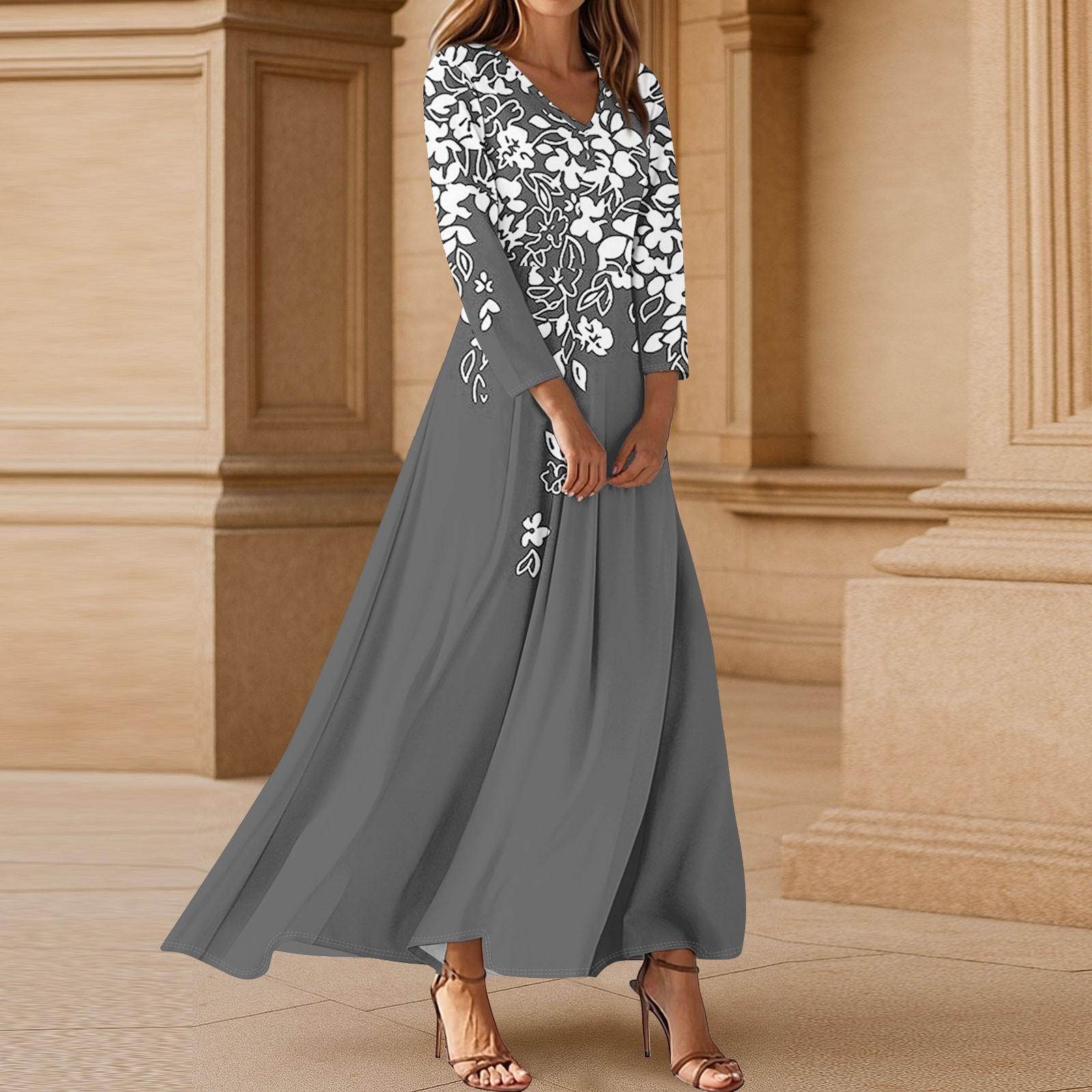 

Сукні Для Жінок Вінтажна Квіткова Туніка З Талією Міді Сукня Літня Повсякденна Сукня з Рукавом 3/4 S