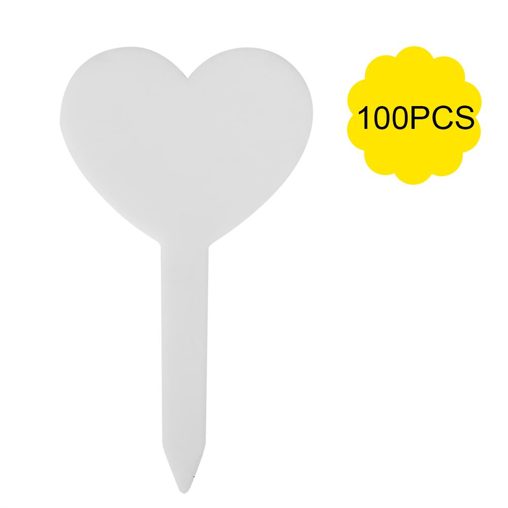 100 ST FÄRGER Trädgårdsetikett Hjärta Form Växtetikett PVC Material Vattentät Hållbar Vit