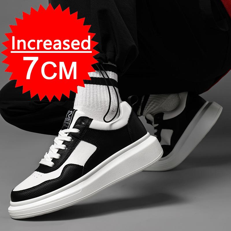 Pantofi Sport Bărbați la Modă Pantofi cu Înălțător Mărire Înălțime Branț 7CM Pantofi cu Toc Înalt Pantofi Sport din Piele Mărimi Mari 38-45