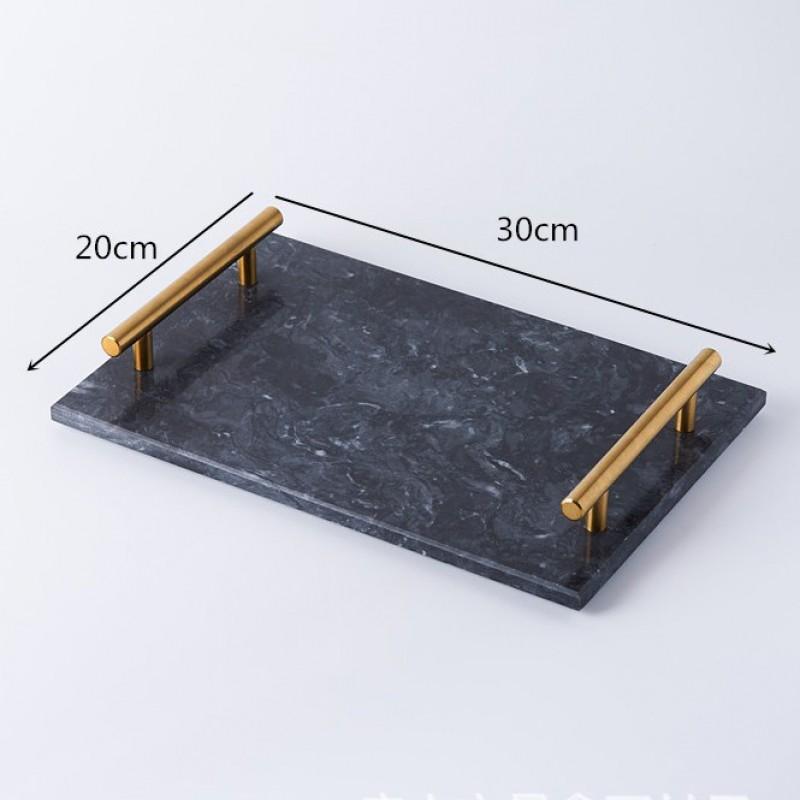 Natural Marble Tray With Handle Bathroom Sink Entryway Key Wallet Organizer Luxury Decorative Storage Dish