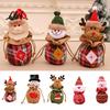 Reusable Fabric Gift Sacks Christmas Drawstring Bag, Small Wrap Bags, 3D Santa Snowman Elk Cute Xmas Character Bags Doll Candy Storage Holiday