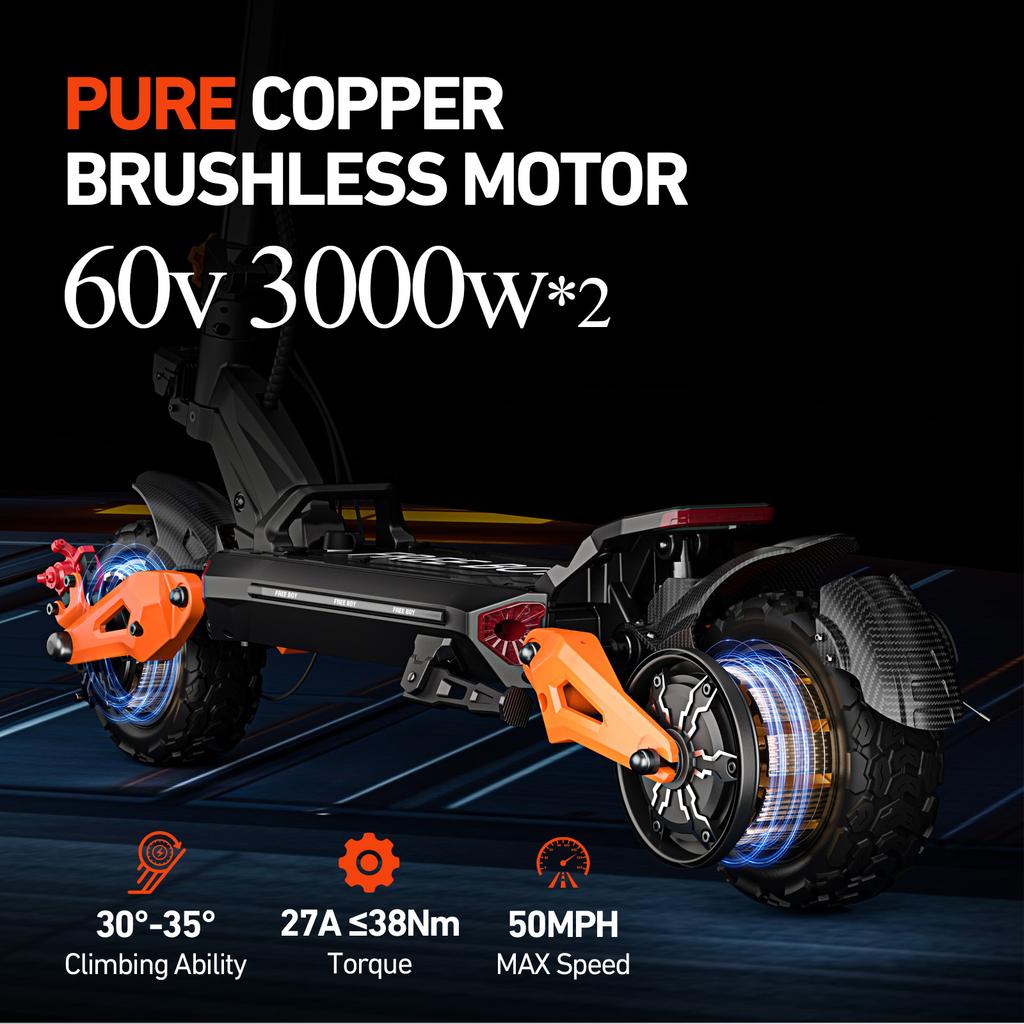 H9 E-Scooter 3000W*2 Doppio Motore 60V30AH Pneumatici Off-Road da 11 Pollici Velocità Massima 80KM/H E-scooter Pieghevole