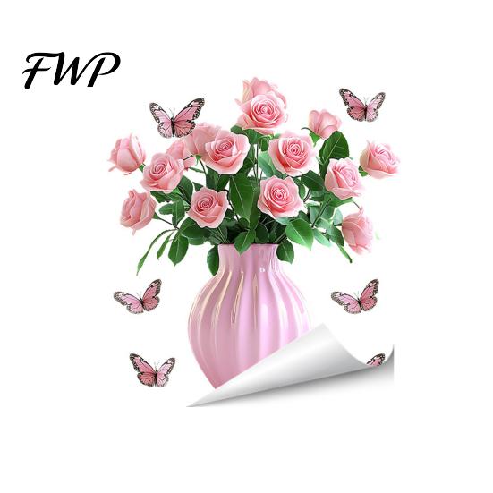 Damage-free Window Sticker Spring Summer Flowers Clings Double Sided Tulip/Rose/Wildflowers Decorative Cling In Vase Decals Anti-Collision Glass Door