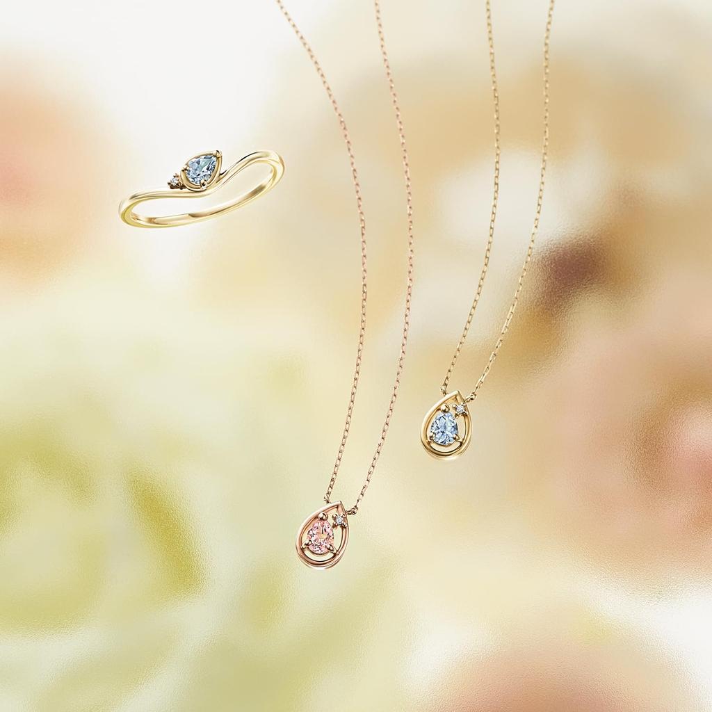 Vendome Aoyama K10YG March Birthstone Aquamarine Necklace AJVN165940AQ [Official]