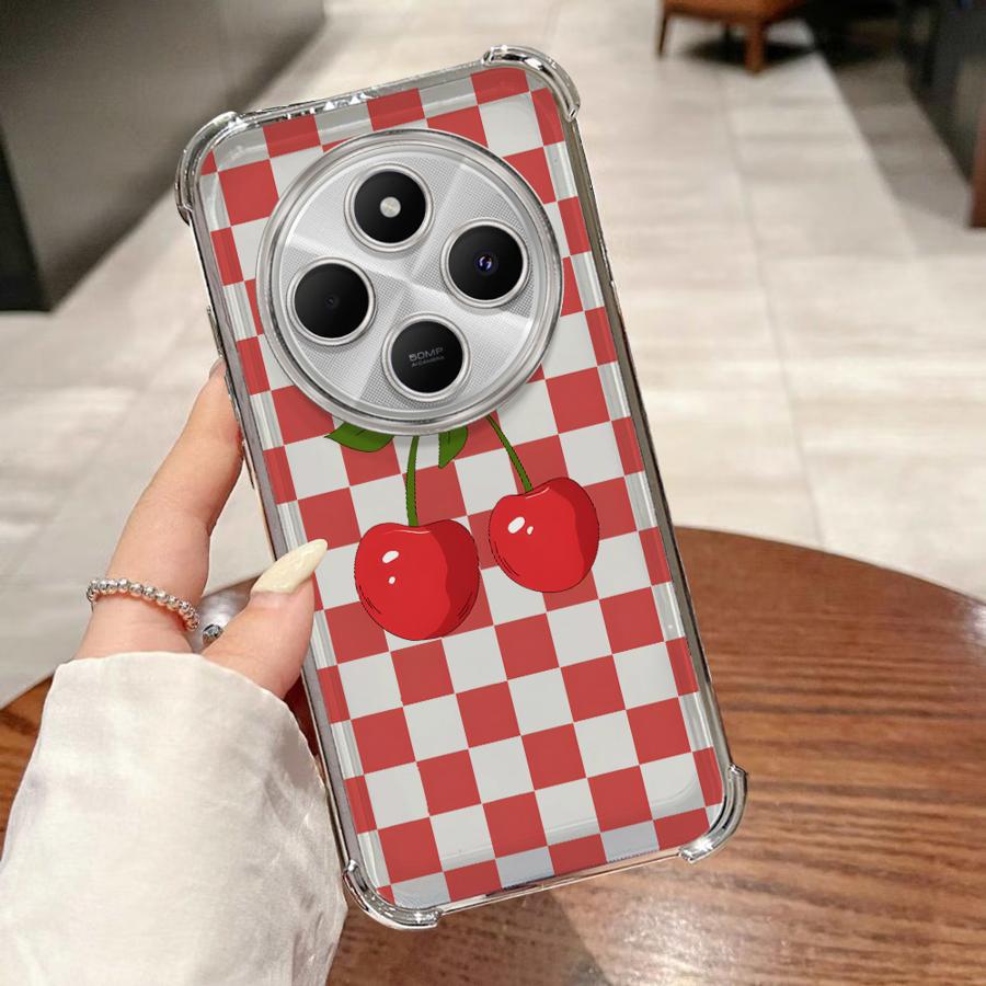 Phone Case for Xiaomi Redmi A3 A3X A5 K80 Pro K80 5G 13C 14C Clear Cover Cartoon Bow Cherry